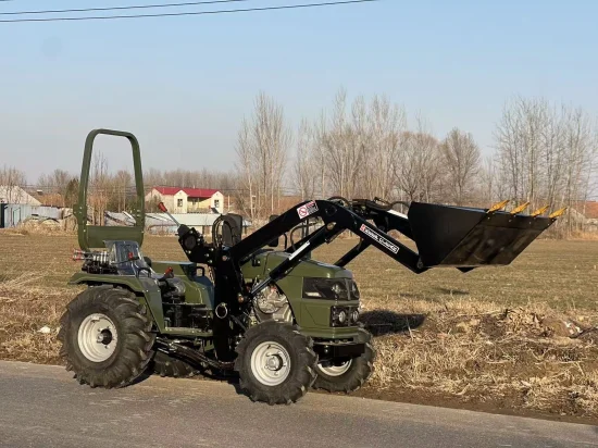 Tractors Müller T18 Tractor with Front Loader, Bucket, Bale Forks, Rotary Tiller, Plough and Trailer