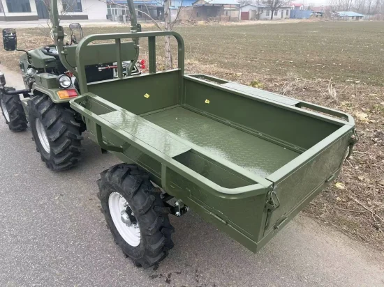 Tractors Müller T18 Tractor with Front Loader, Bucket, Bale Forks, Rotary Tiller, Plough and Trailer